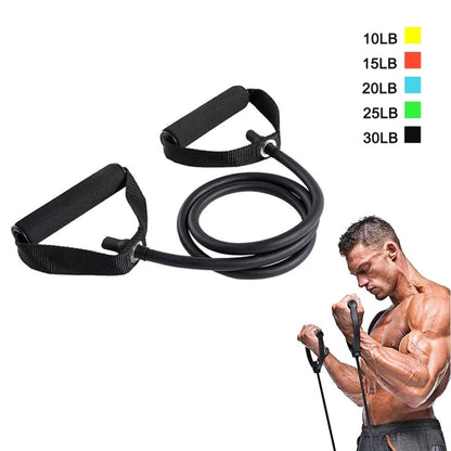 Tubo elástico con asas de espuma para yoga, pilates y fuerza (120 cm)