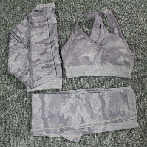 Conjunto de yoga de camuflaje: sujetador deportivo y leggings