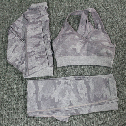 Conjunto de yoga de camuflaje: sujetador deportivo y leggings