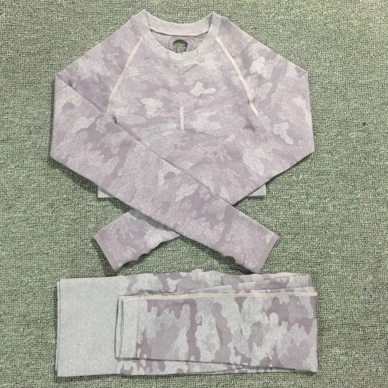 Conjunto de yoga de camuflaje: sujetador deportivo y leggings