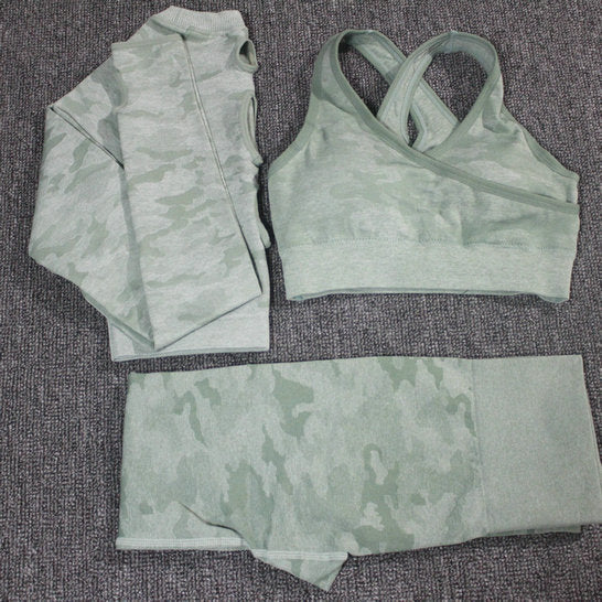 Conjunto de yoga de camuflaje: sujetador deportivo y leggings