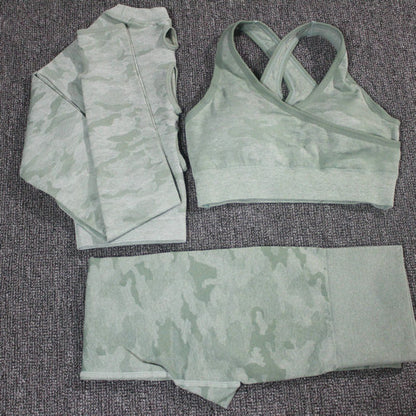 Conjunto de yoga de camuflaje: sujetador deportivo y leggings