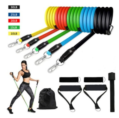 Set de bandas de resistencia con asas, tobilleras y anclaje de puerta