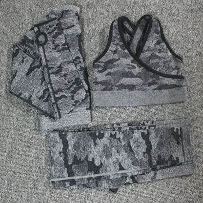 Conjunto de yoga de camuflaje: sujetador deportivo y leggings