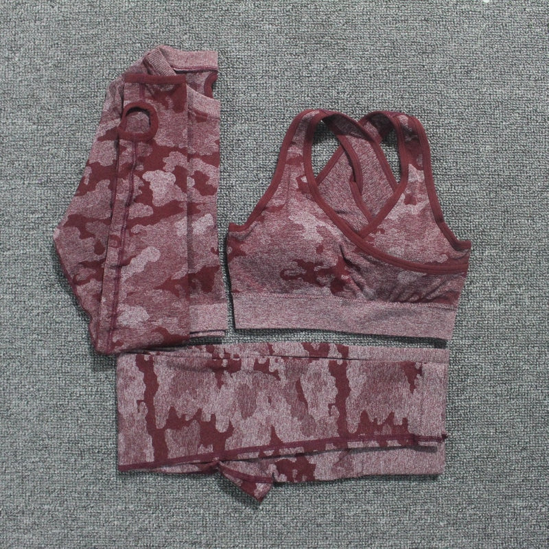 Conjunto de yoga de camuflaje: sujetador deportivo y leggings