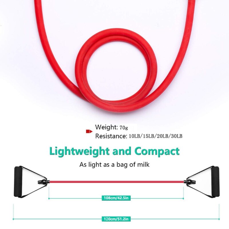 Tubo elástico con asas de espuma para yoga, pilates y fuerza (120 cm)