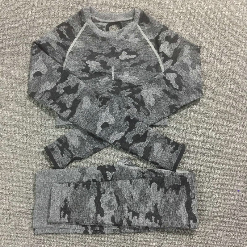 Conjunto de yoga de camuflaje: sujetador deportivo y leggings