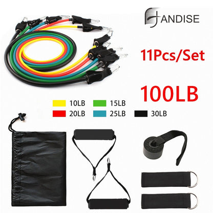 Set de bandas de resistencia con asas, tobilleras y anclaje de puerta