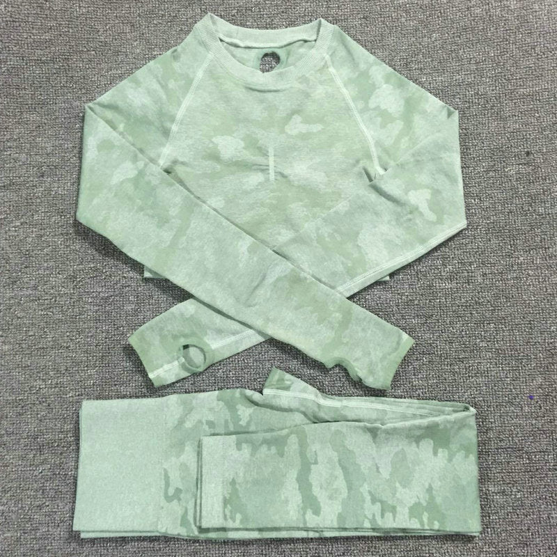 Conjunto de yoga de camuflaje: sujetador deportivo y leggings
