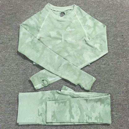 Conjunto de yoga de camuflaje: sujetador deportivo y leggings