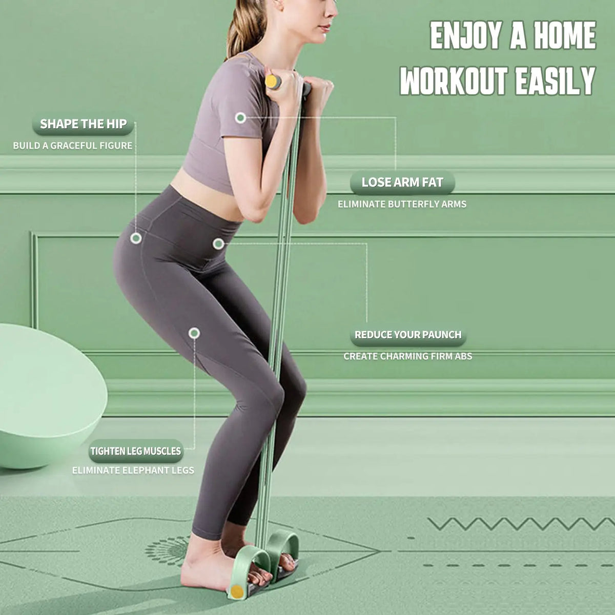 Banda elástica de pedal con 6 tubos para abdominales y cuerpo completo