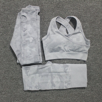 Conjunto de yoga de camuflaje: sujetador deportivo y leggings