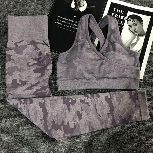 Conjunto de yoga de camuflaje: sujetador deportivo y leggings