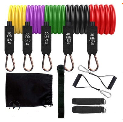 Set de bandas de resistencia con asas, tobilleras y anclaje de puerta
