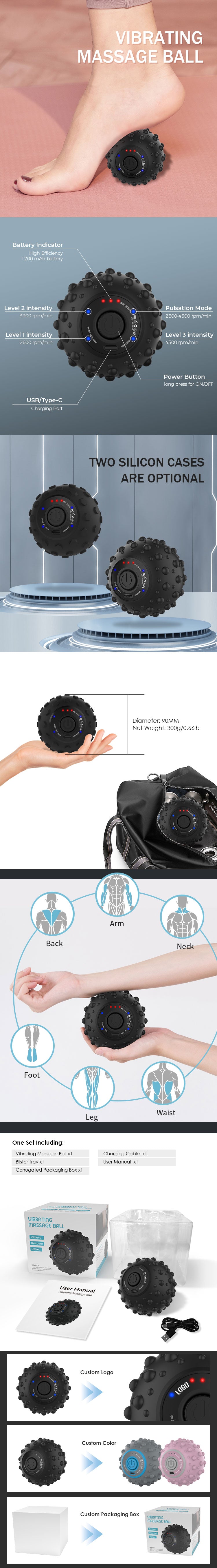 Bola de masaje con vibración recargable de 4 modos